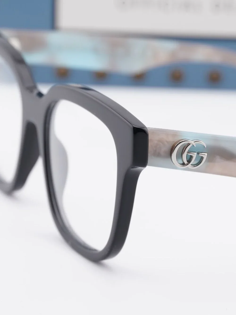 Gucci GG0958O 017 Square Eyeglasses 52mm - Black/Blue Havana